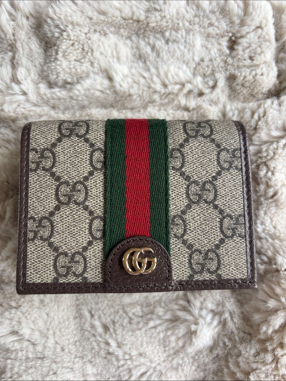Gucci Beige GG Supreme Canvas Card Holder